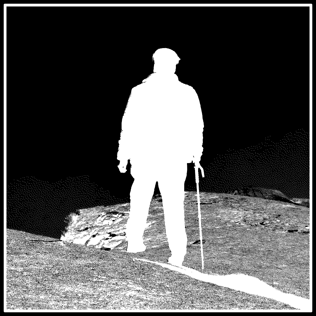A man looking off into the mountains.